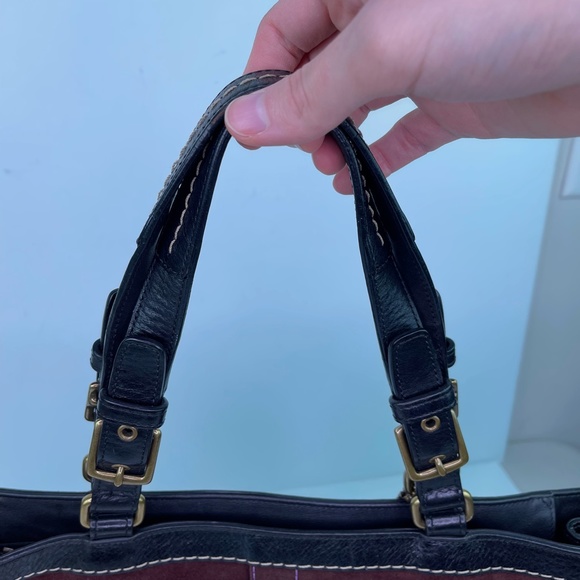 Coach Hamptons Purple Maroon Suede Leather Satchel Purse Handbag Large - Picture 9 of 13